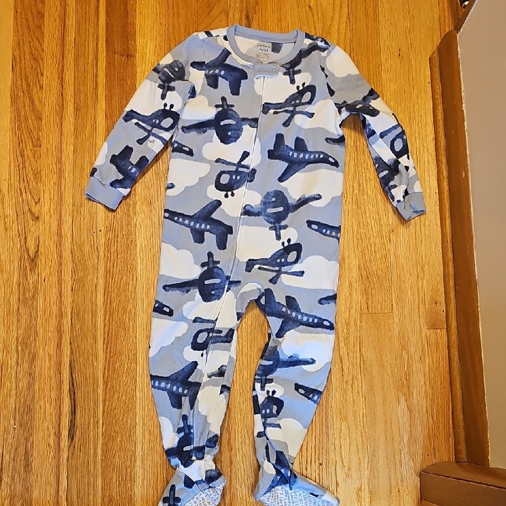 Carter's 4T Blue and White Airplane Footie